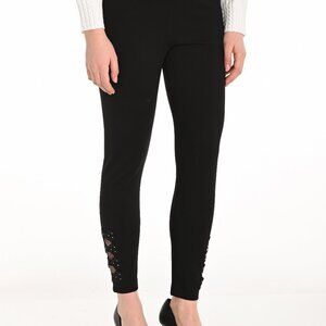 253810 Black Leggings with ankle detail by FRANK LYMAN